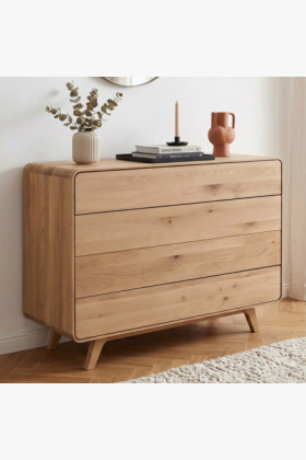 Drevená komoda dub biely so 4 zásuvkami